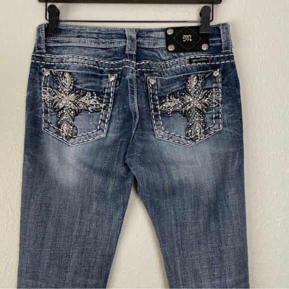 Miss Me Ankle Straight embellished rhinestone pocket jeans 26 - Picture 7 of 12